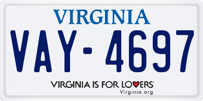 VA license plate VAY4697