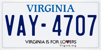 VA license plate VAY4707