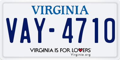 VA license plate VAY4710