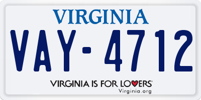 VA license plate VAY4712