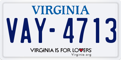 VA license plate VAY4713