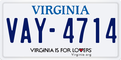 VA license plate VAY4714