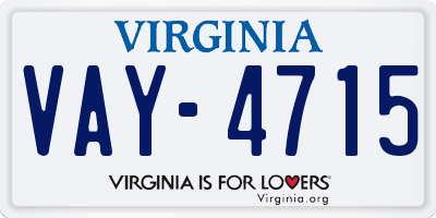 VA license plate VAY4715