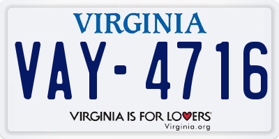 VA license plate VAY4716