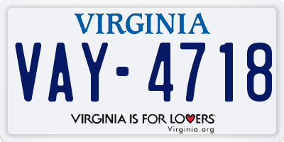 VA license plate VAY4718