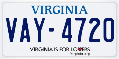 VA license plate VAY4720