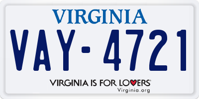 VA license plate VAY4721