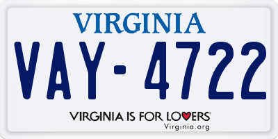 VA license plate VAY4722