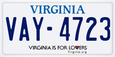 VA license plate VAY4723