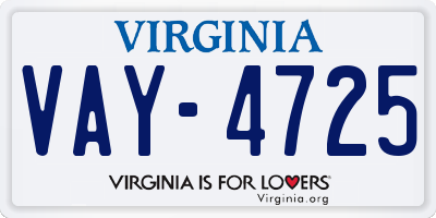 VA license plate VAY4725