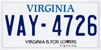 VA license plate VAY4726