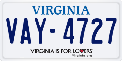 VA license plate VAY4727