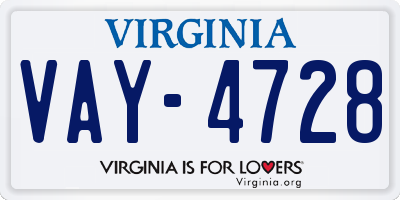 VA license plate VAY4728