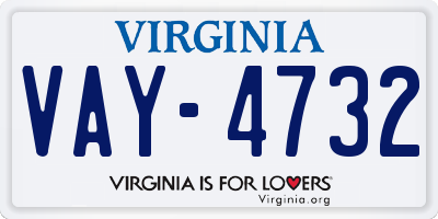 VA license plate VAY4732