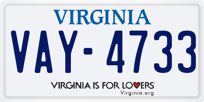 VA license plate VAY4733