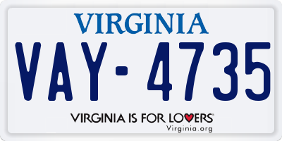 VA license plate VAY4735