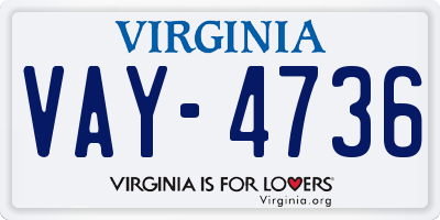 VA license plate VAY4736