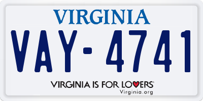 VA license plate VAY4741