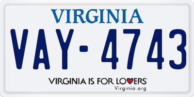 VA license plate VAY4743