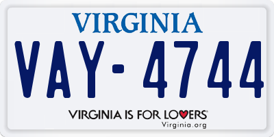 VA license plate VAY4744