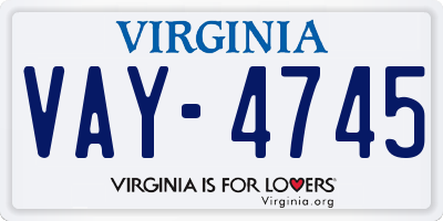 VA license plate VAY4745