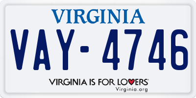 VA license plate VAY4746