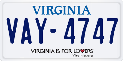 VA license plate VAY4747