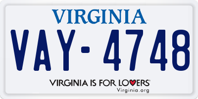 VA license plate VAY4748