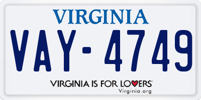 VA license plate VAY4749