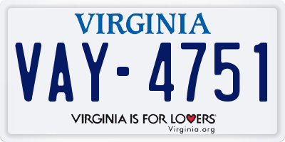 VA license plate VAY4751