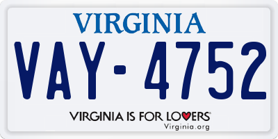 VA license plate VAY4752