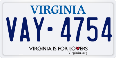 VA license plate VAY4754