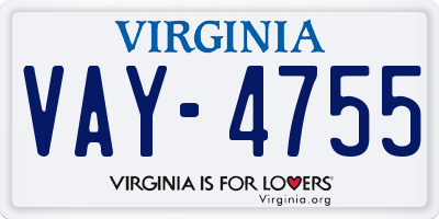 VA license plate VAY4755