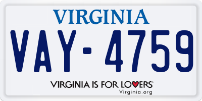 VA license plate VAY4759