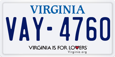 VA license plate VAY4760