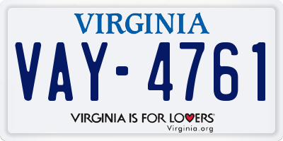 VA license plate VAY4761