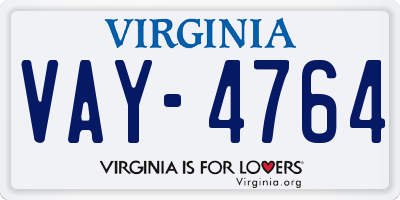 VA license plate VAY4764