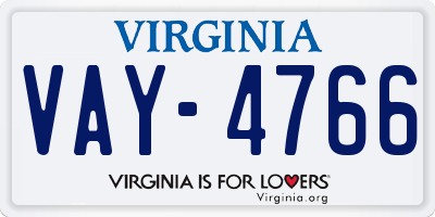 VA license plate VAY4766