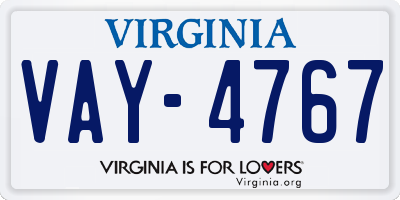 VA license plate VAY4767