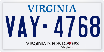 VA license plate VAY4768
