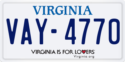 VA license plate VAY4770