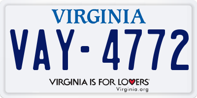 VA license plate VAY4772