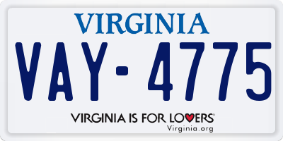 VA license plate VAY4775