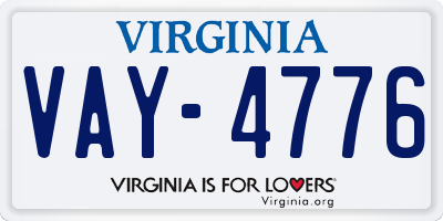 VA license plate VAY4776