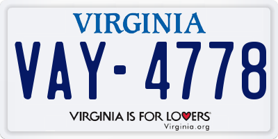 VA license plate VAY4778