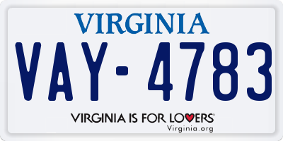 VA license plate VAY4783