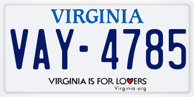 VA license plate VAY4785