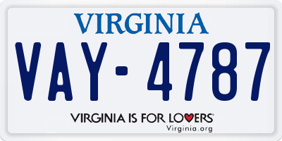VA license plate VAY4787