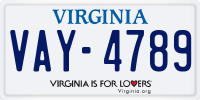 VA license plate VAY4789