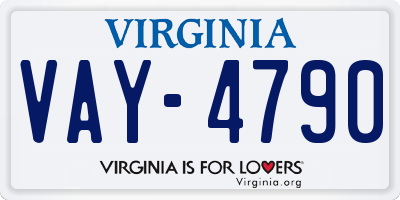VA license plate VAY4790